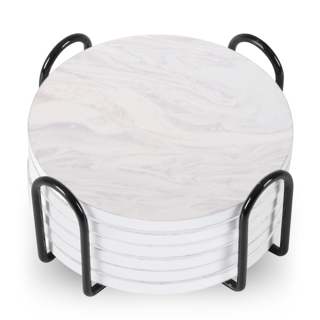 Marble Ceramic Coasters with Stand (6)