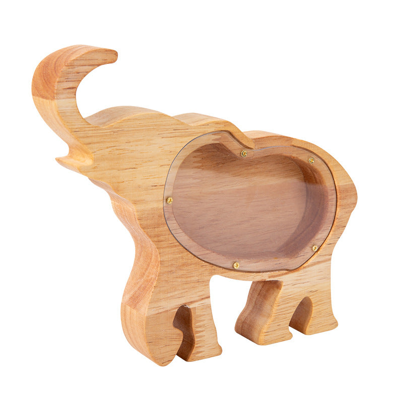 Wooden Animal Coin Bank