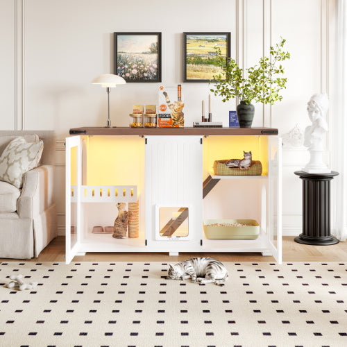 Hidden Litter Box Furniture with Cat Tree