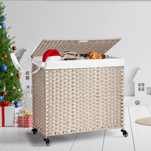 Rolling Laundry Hamper with Lid (160 L)