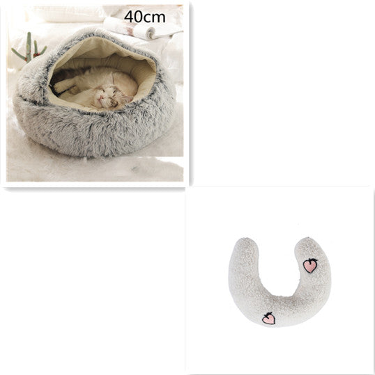 2-in-1 Plush Pet Bed & Cave
