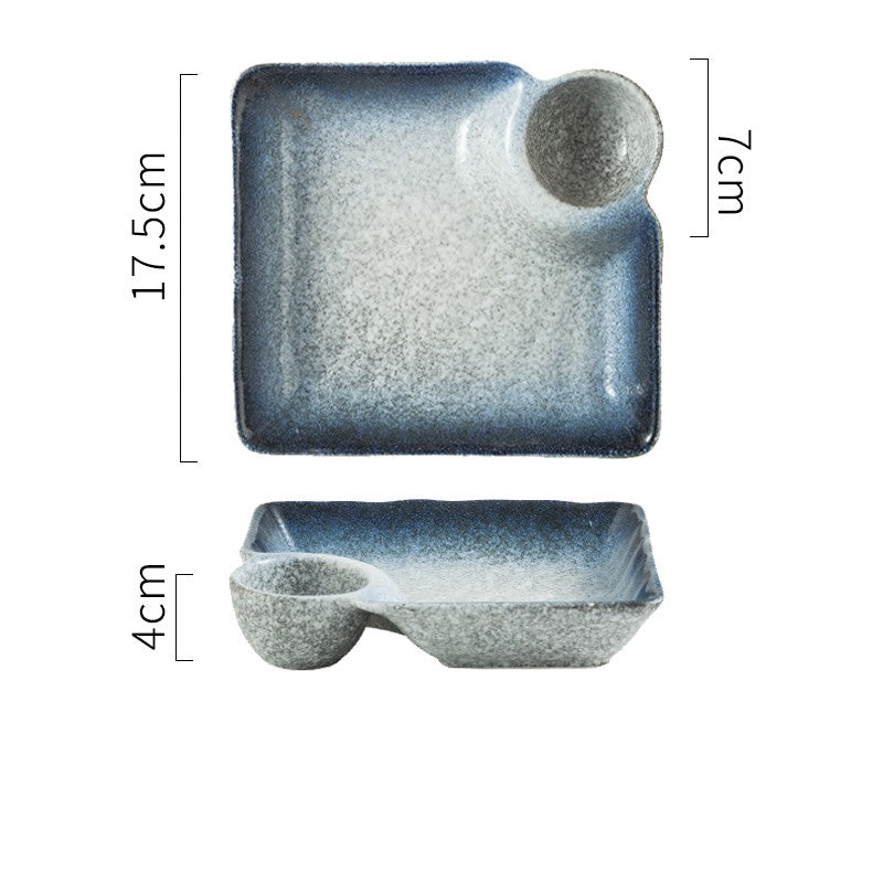 Ceramic Dumpling Plate with Sauce Dish