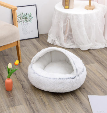 2-in-1 Plush Pet Bed & Cave