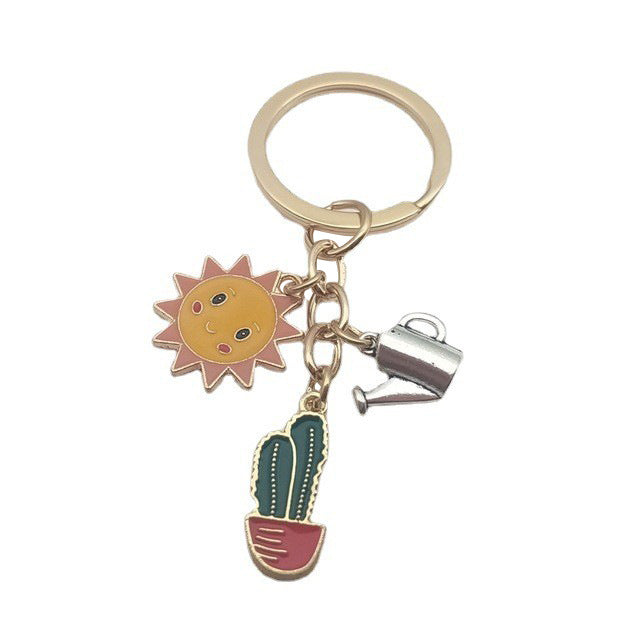 Cactus & Sun Keychain