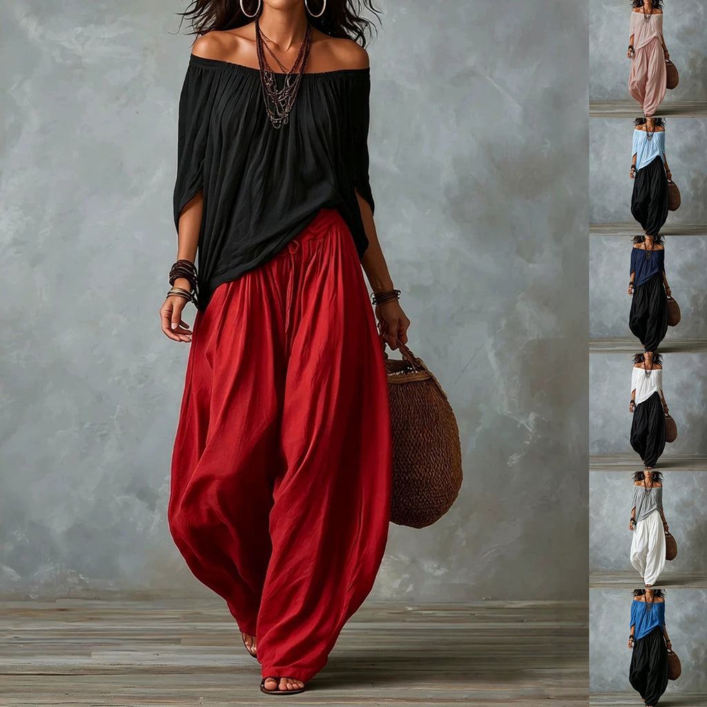 Off-Shoulder Top & Flare Pants Set
