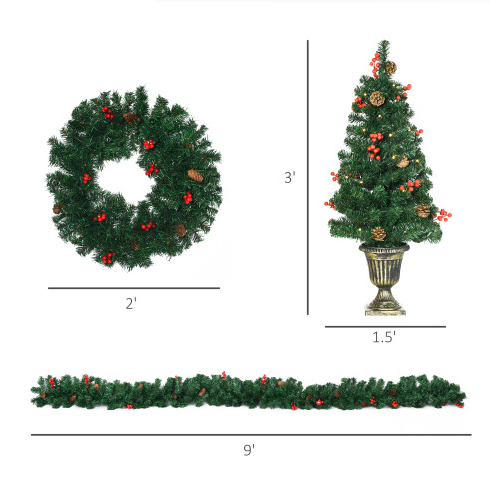 Pre-Lit Christmas Entrance Set (4 Pieces)