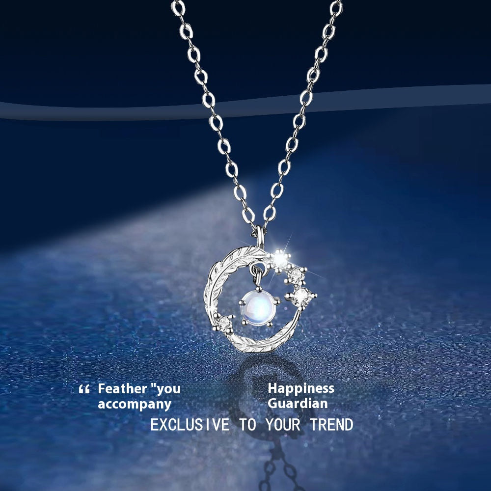 Silver-Tone Feather Pendant Necklace