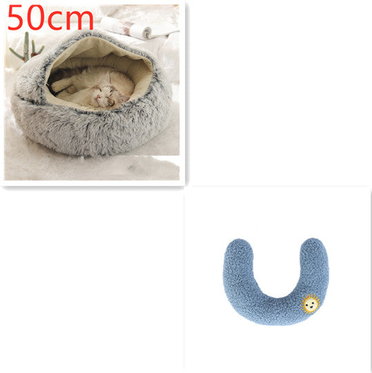 2-in-1 Plush Pet Bed & Cave
