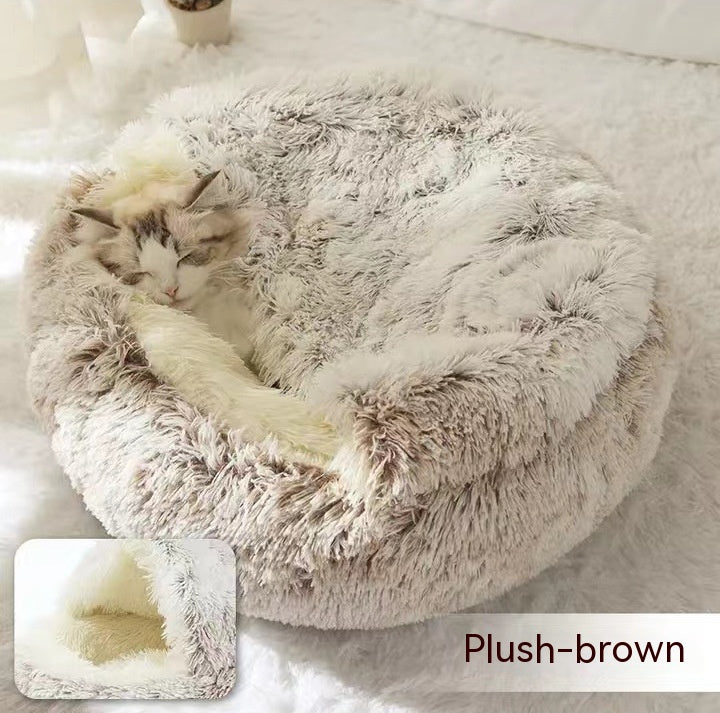 2-in-1 Plush Pet Bed & Cave