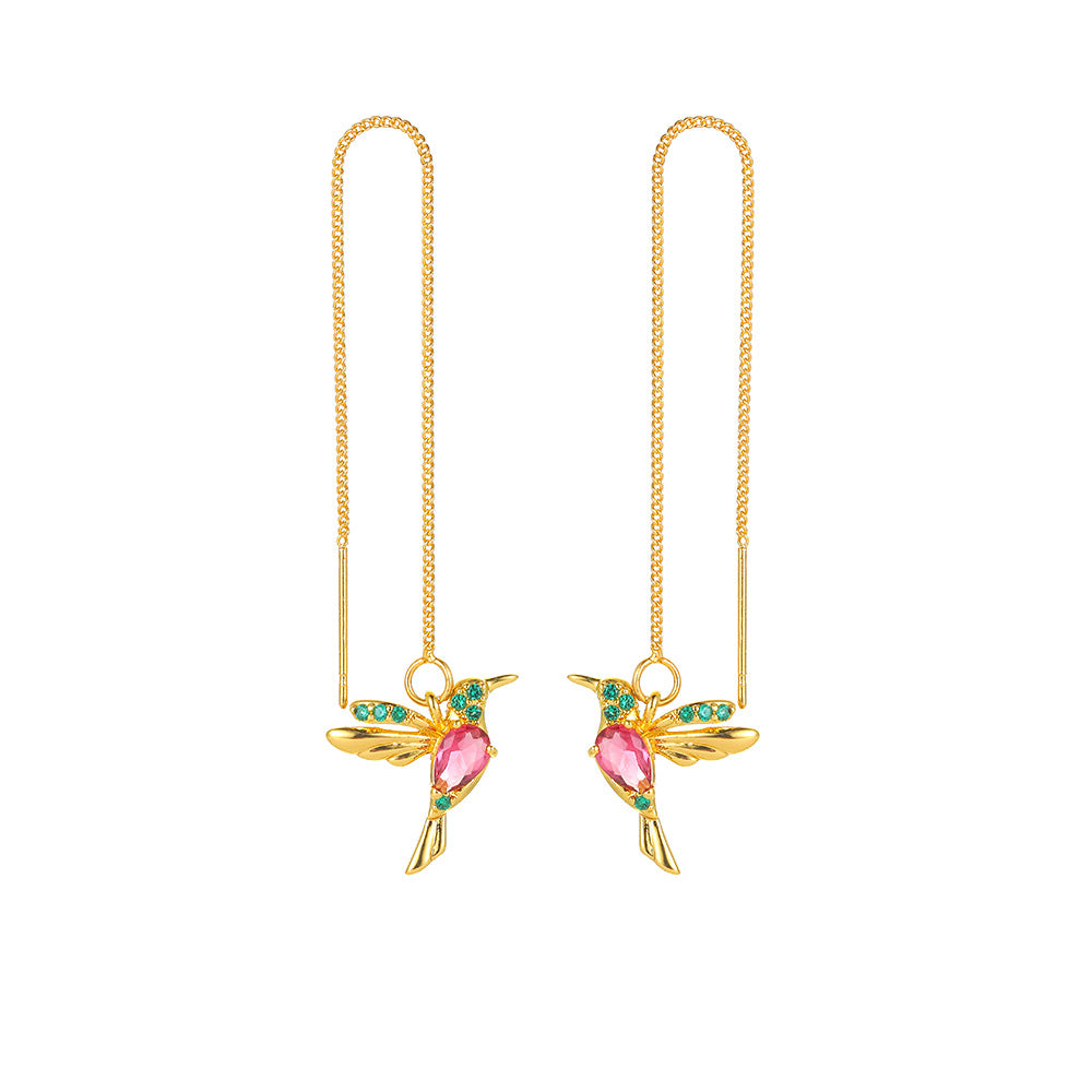Hummingbird Crystal Drop Earrings