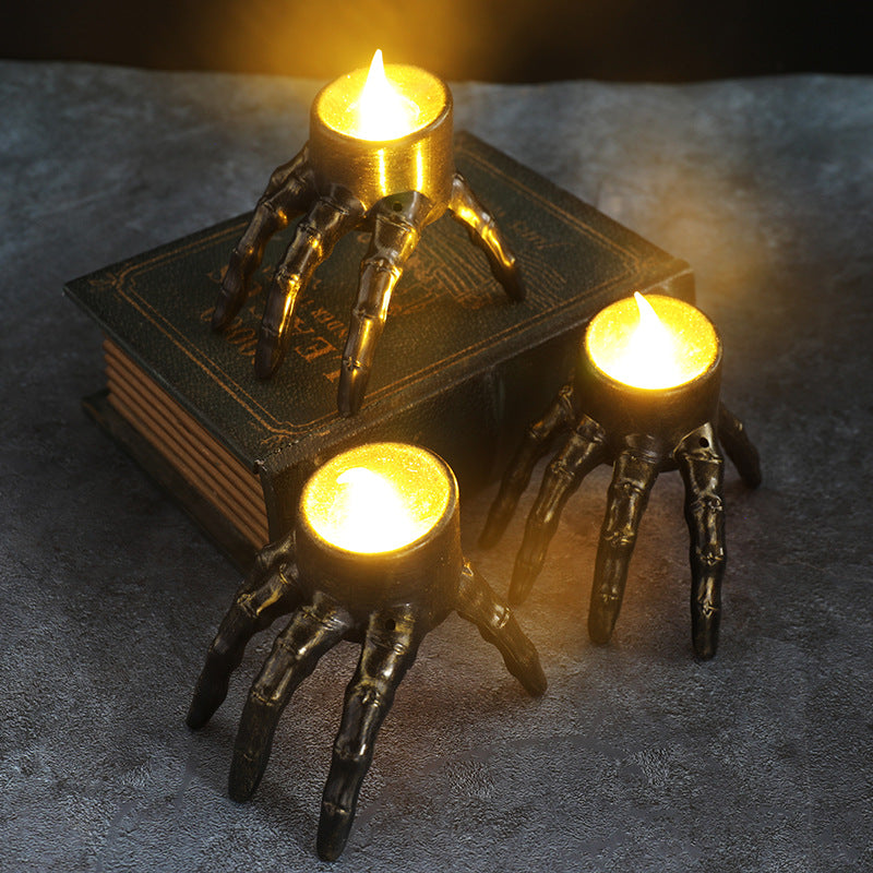 Skeleton Hand & Skull Candle Lantern
