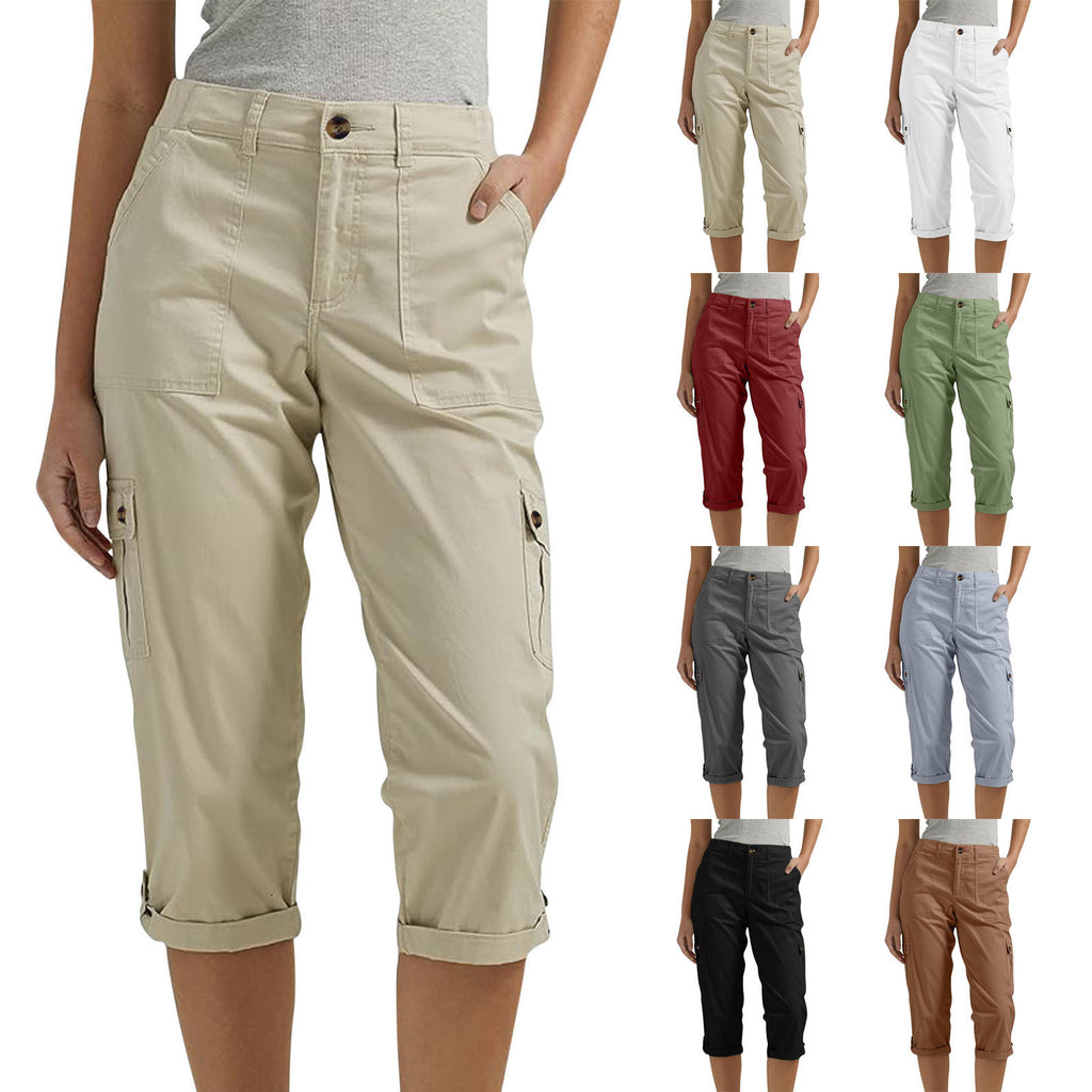 High-Waist Cropped Cargo Pants