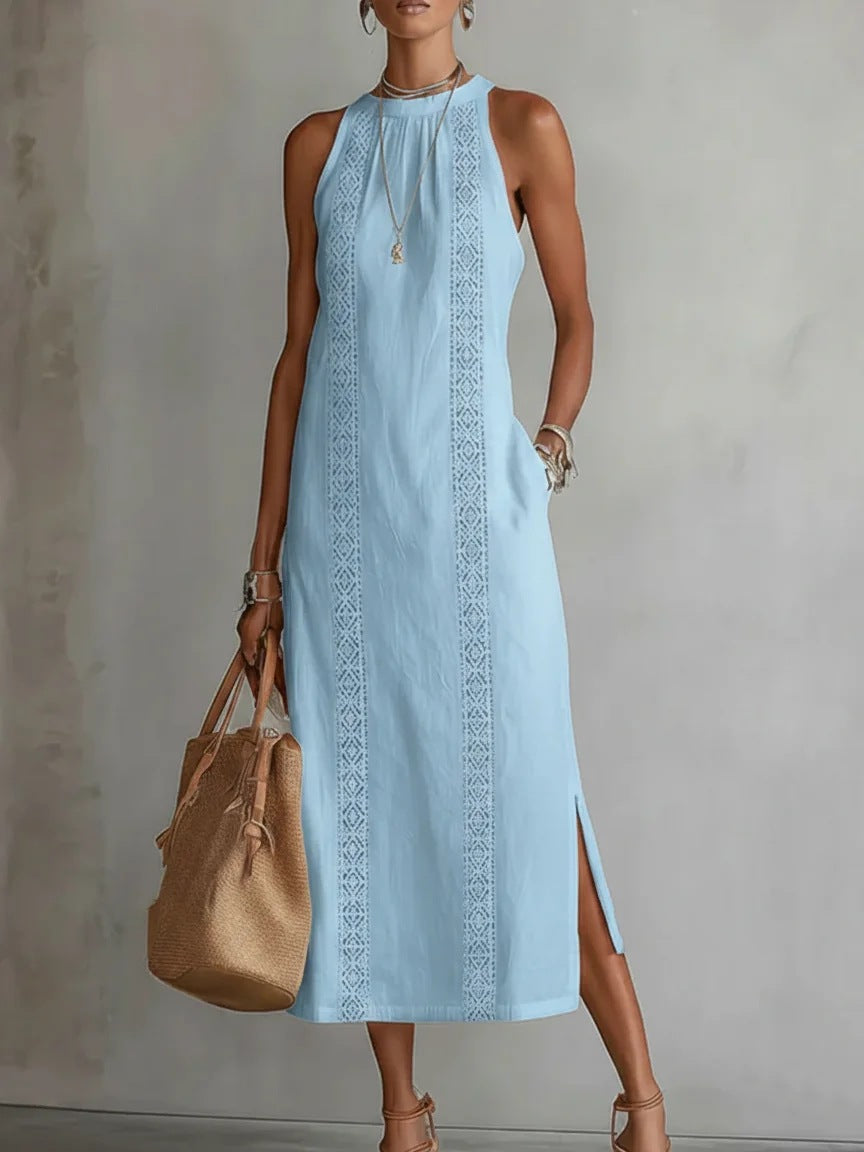 Women's Halter Lace Patchwork Dress
