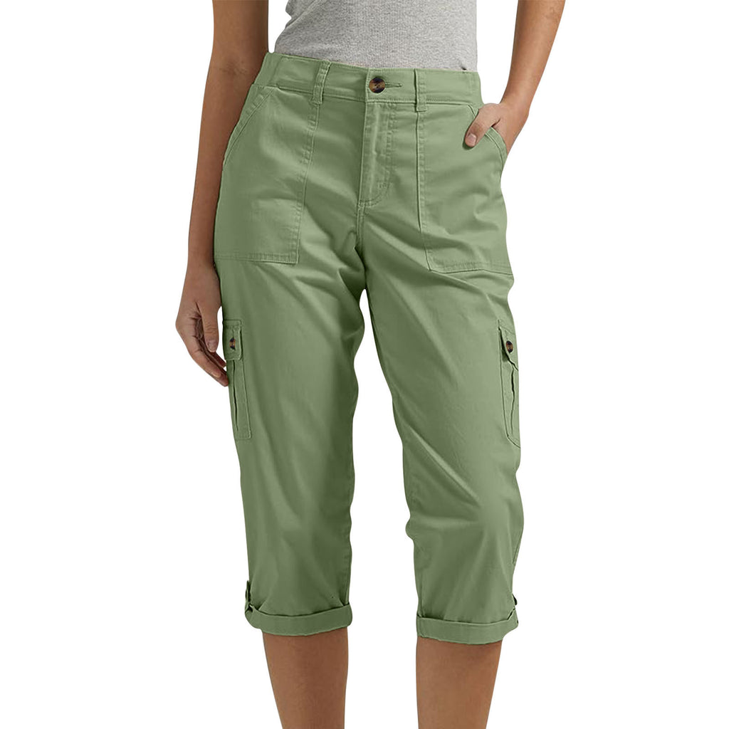 High-Waist Cropped Cargo Pants
