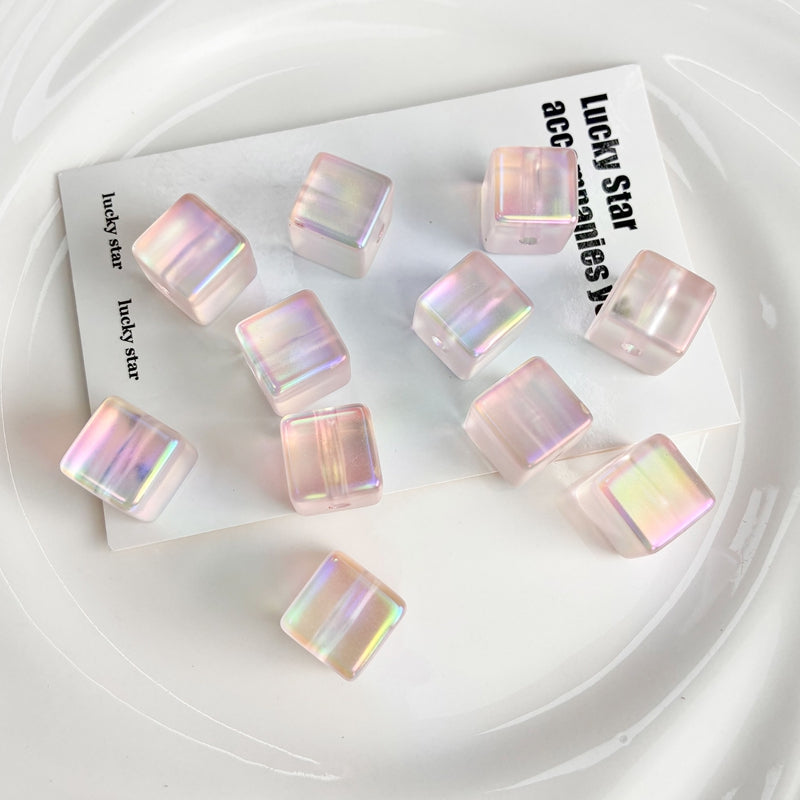 Iridescent Acrylic Cube Beads
