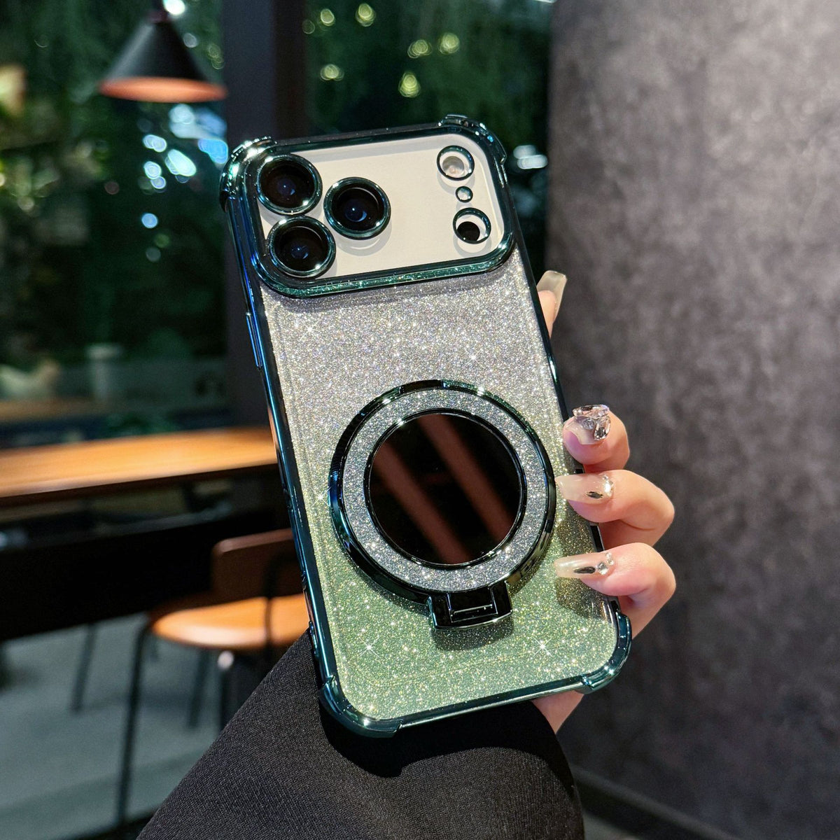 Glitter Mirror Magnetic Stand Case for iPhone 17