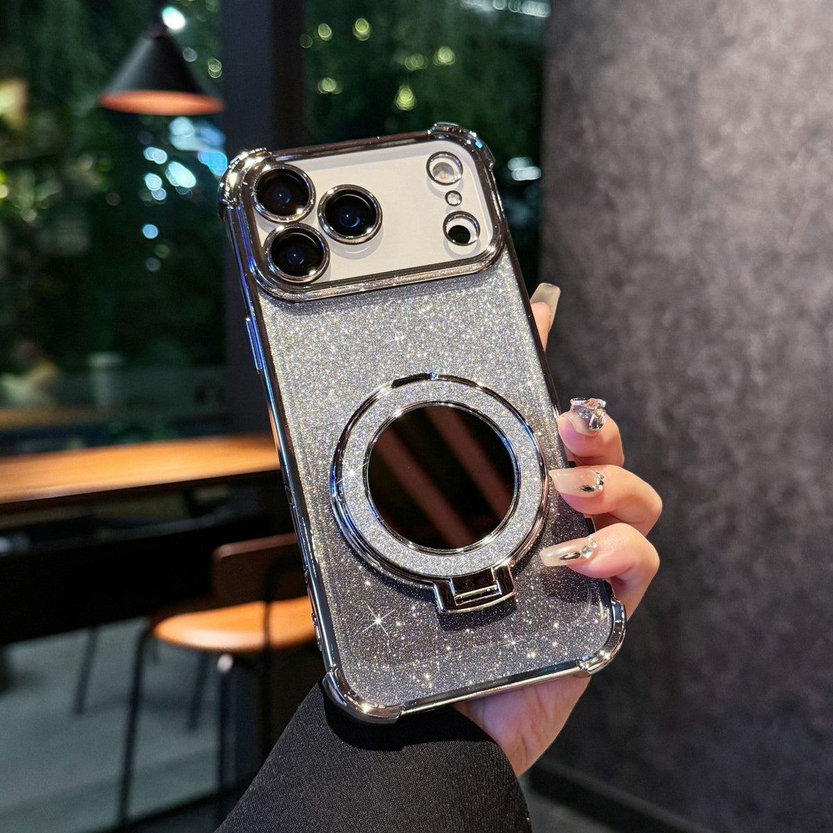 Glitter Mirror Magnetic Stand Case for iPhone 17