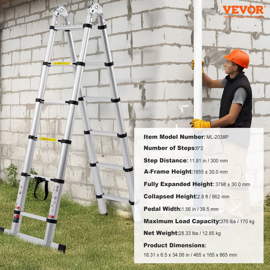 12.5 ft Telescoping A-Frame Ladder