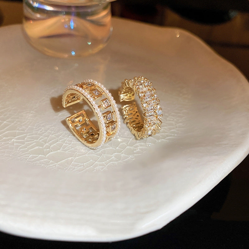 Pearl & Zircon Open Ring