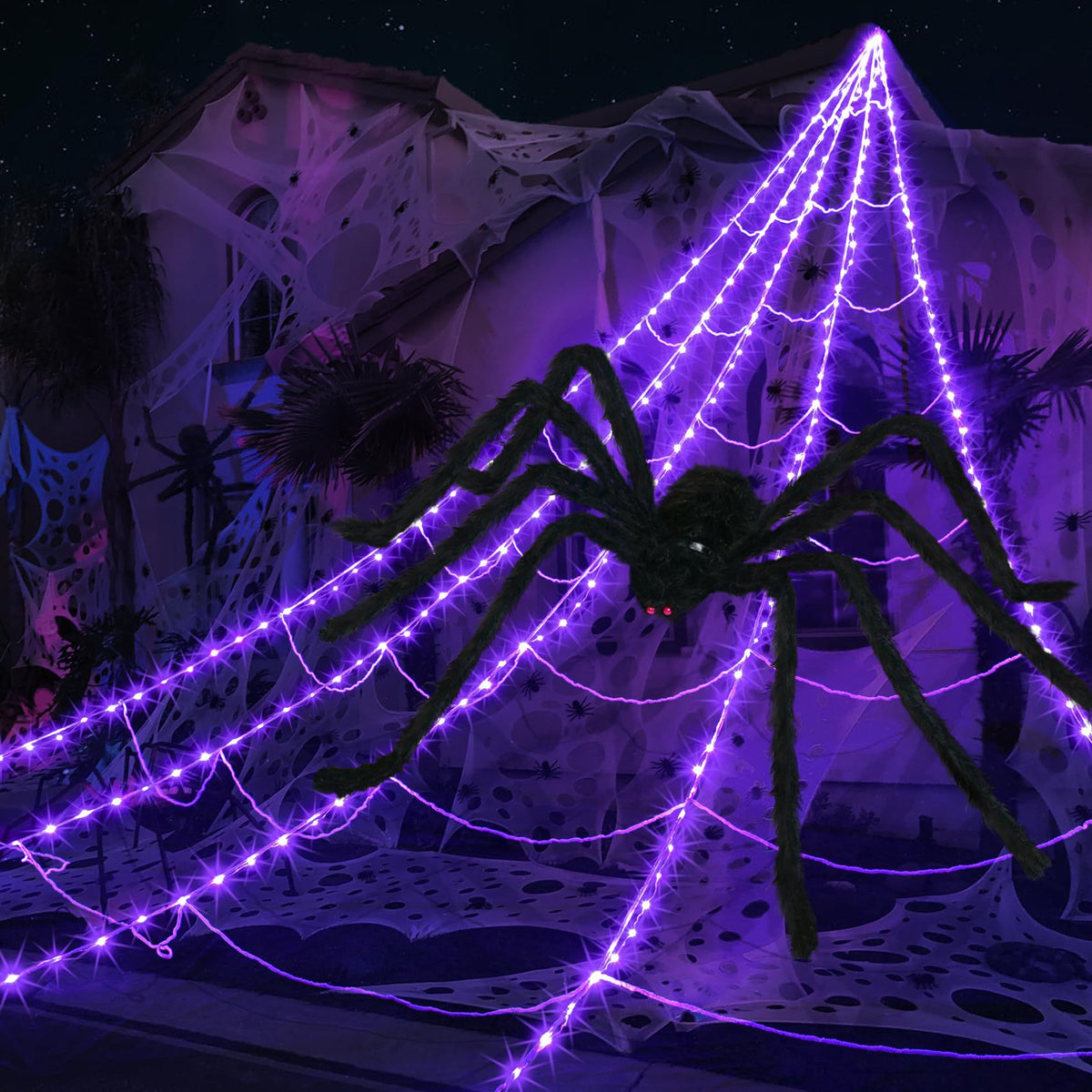 Giant Spider Web with Plush Spider