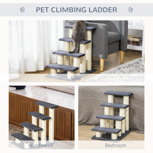 4-Step Pet Stairs with Scratching Post