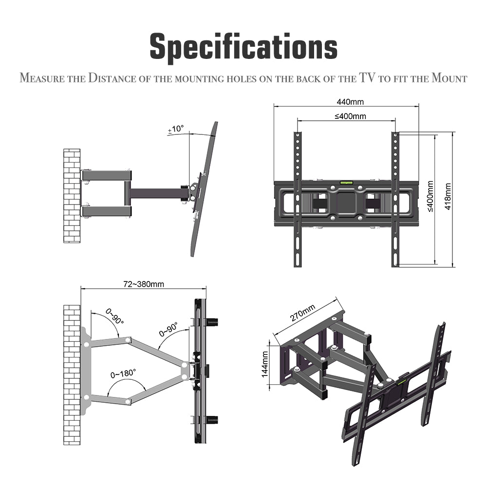 Tilt & Swivel TV Wall Mount for 26–55" TVs