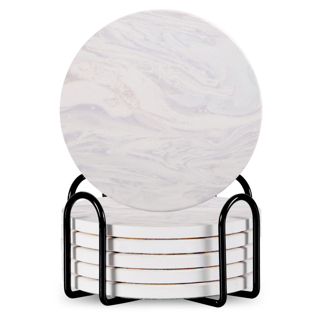 Marble Ceramic Coasters with Stand (6)
