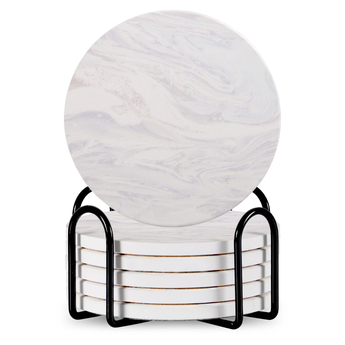 Marble Ceramic Coasters with Stand (6)