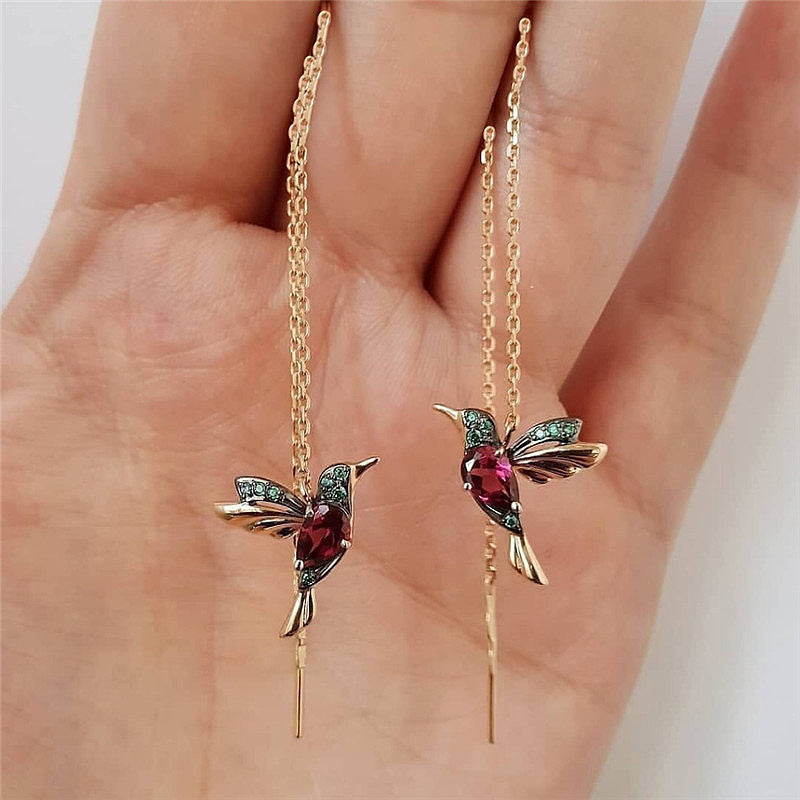 Hummingbird Crystal Drop Earrings
