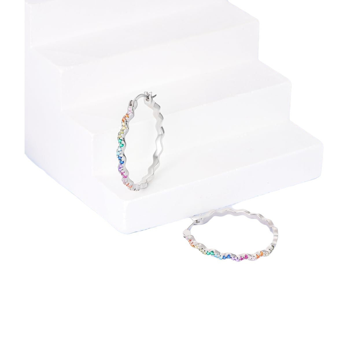 Colorful Rhinestone Wave Earrings