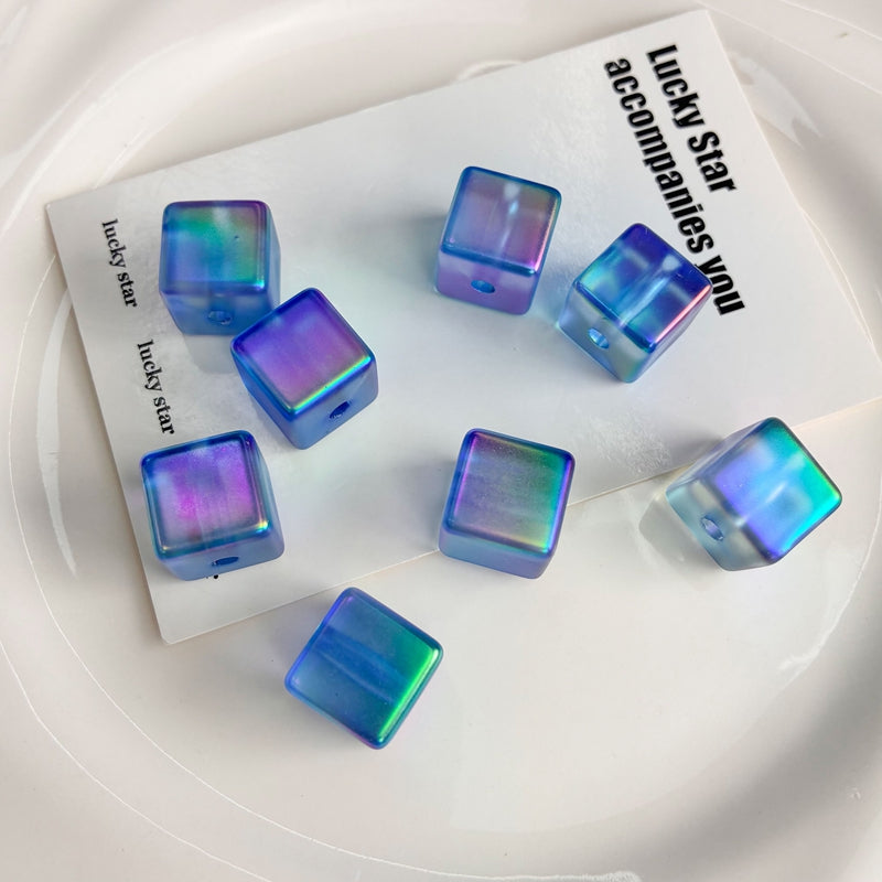 Iridescent Acrylic Cube Beads