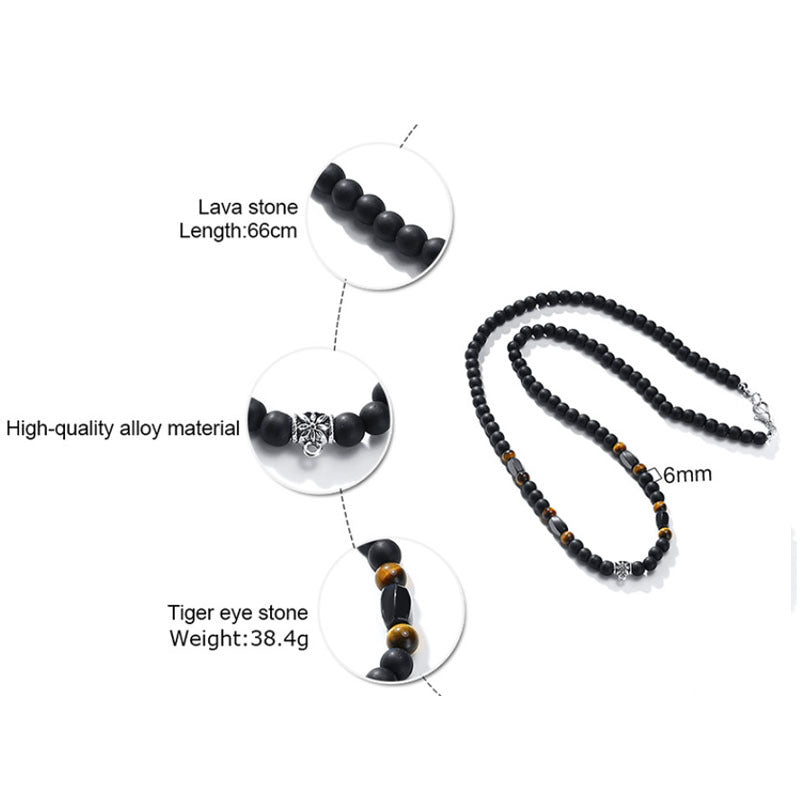 Matte Lava Stone Bead Necklace